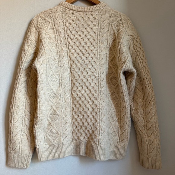 Wills 100% Wool Sweater Size S Cream Beige Cable Knit Men’s - Picture 2 of 15